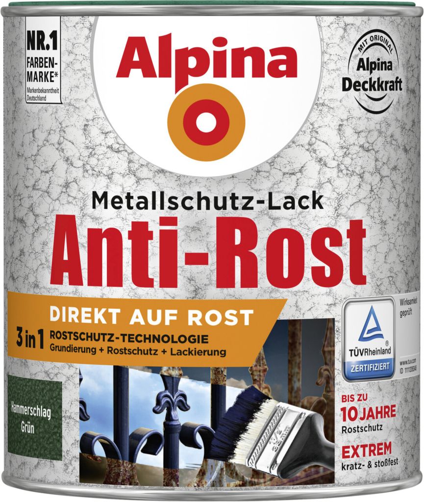 Alpina Metallschutz-Lack Hammerschlag 750 ml grün Produktbild 3