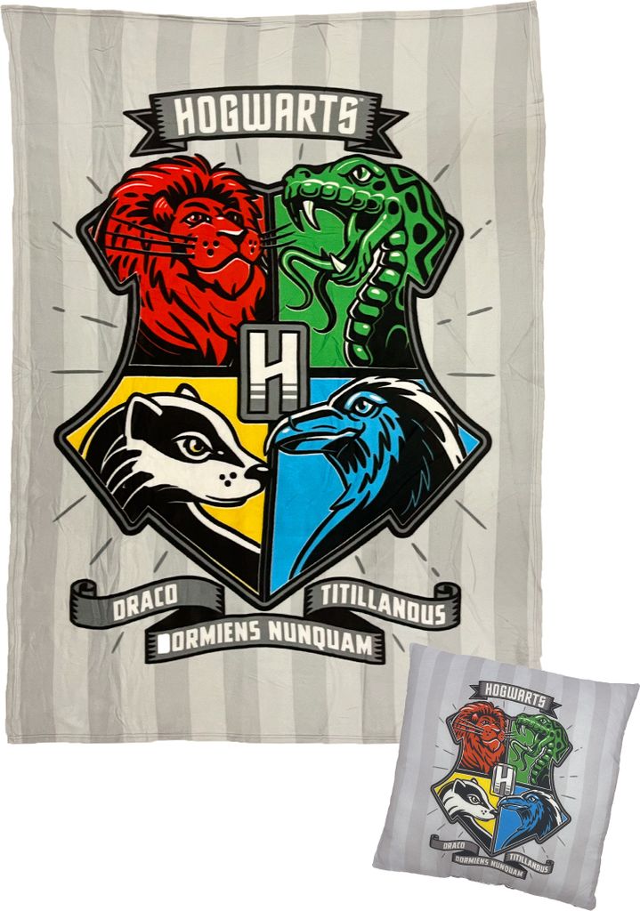 Harry Potter Hogwarts Kissen & Decke Set für Kinder Fleece-Decke
