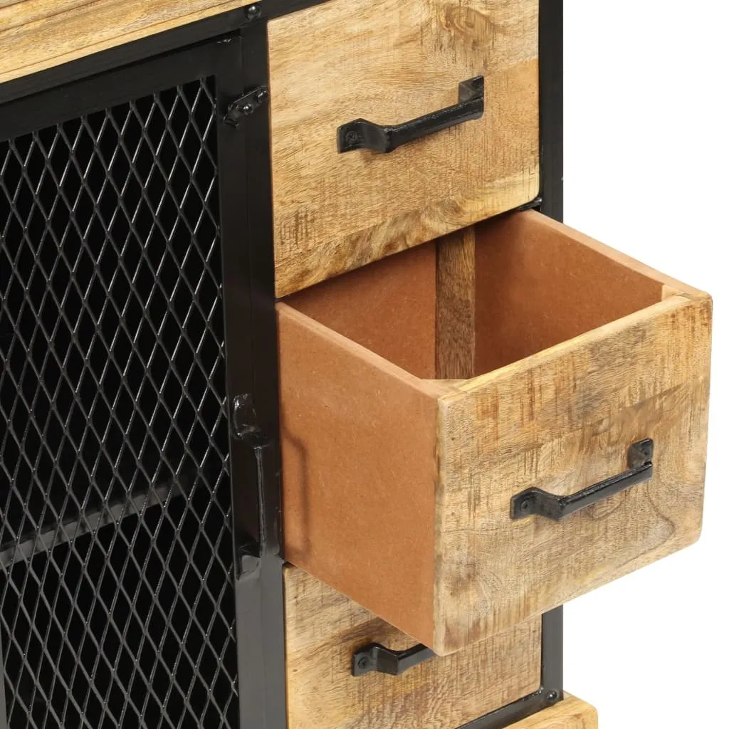 Petit buffet industriel bois massif de manguier pour optimiser l'espace