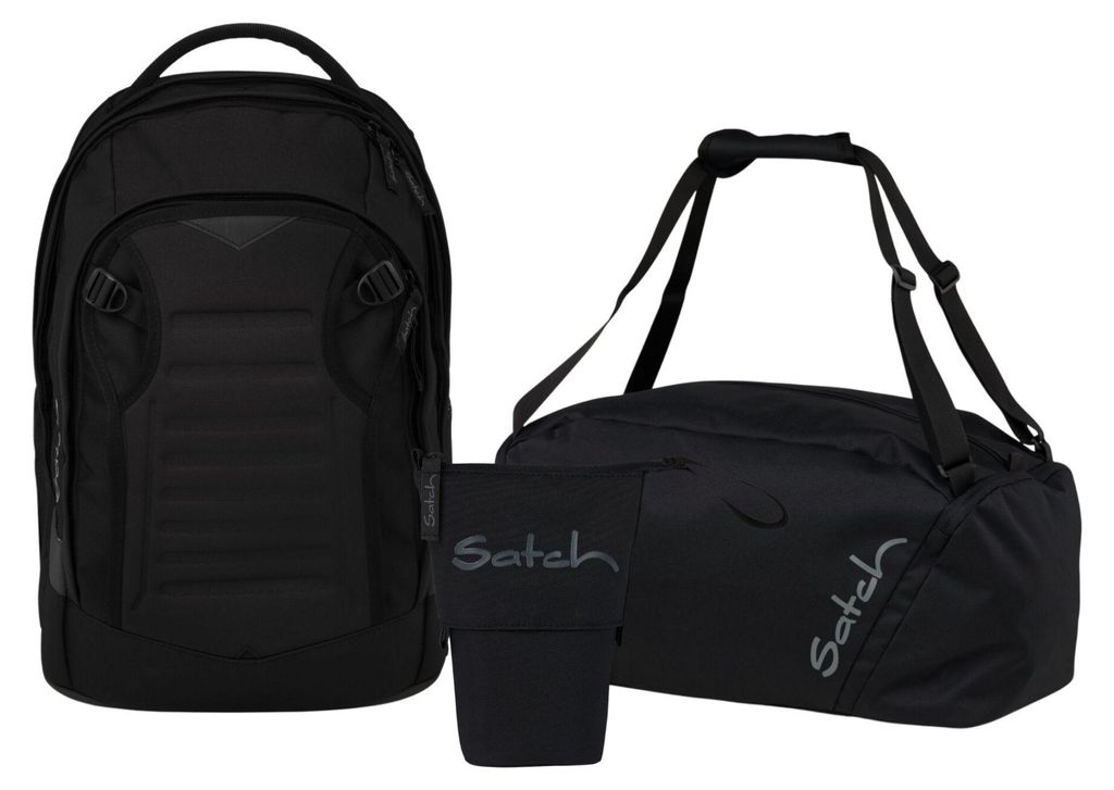 Satch, Schulrucksack-Set MATCH PLUS Blackjack 3-teilig, ab. 5. Klasse