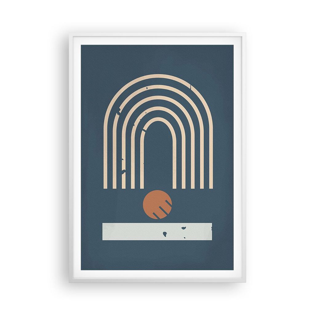 Gerahmtes Poster - Weißer Rahmen - Abstraktion Stadion Modern - 70x100 cm - Wand Bild - Wanddeko - Wandbilder - Kunstposter - Wandposter - Bilderr...
