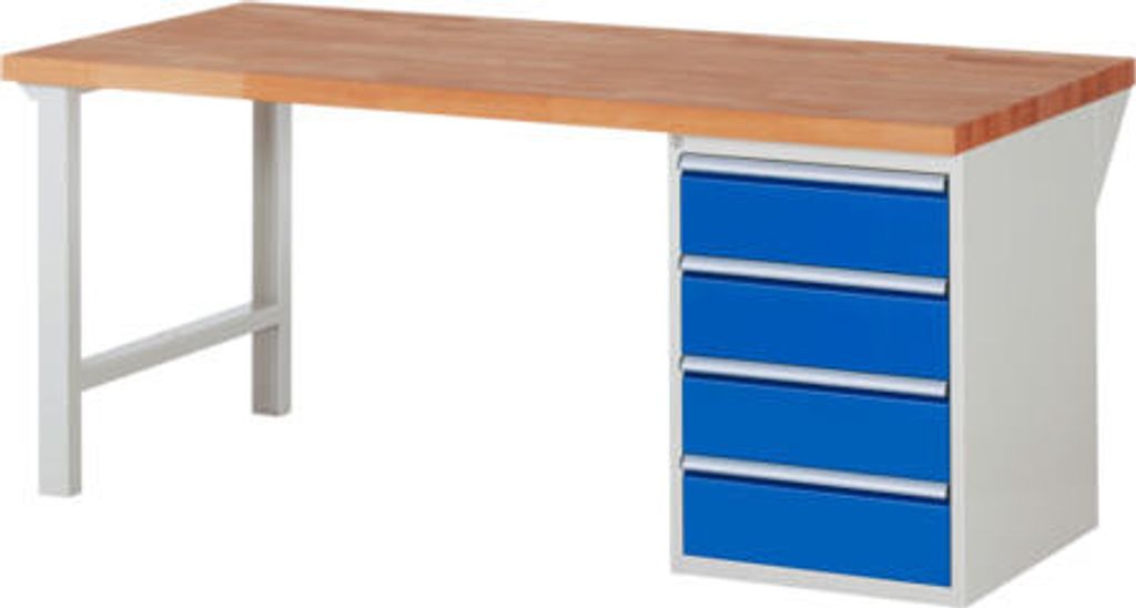 Werkbank mit 4 Schubladen - Teilauszug - 180:4 - 890 x 2.000 x 900 mm (HxBxT) - Traglast 1.000 kg - Buche
