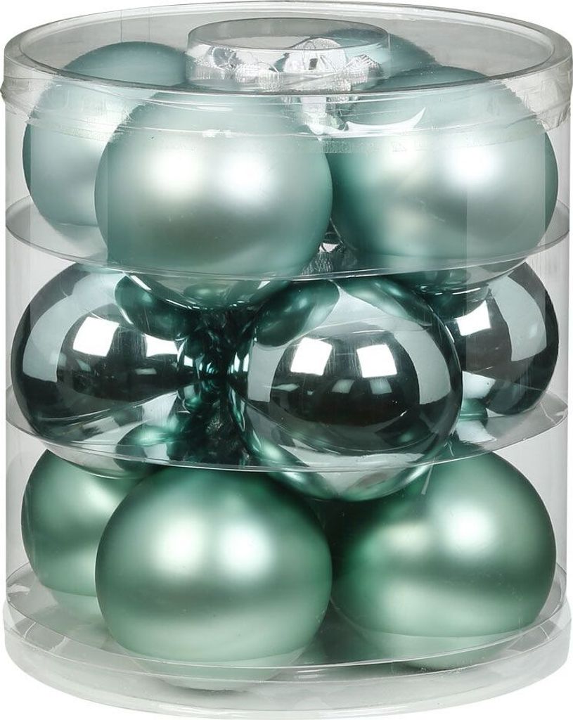 Weihnachtskugeln Glas 8cm, 12 Stück, Farbe:Winter Jade ( Produktbild 