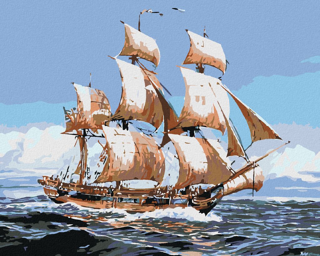 Zuty - Malen nach Zahlen - SEGELBOOT UND MEER, 40x50 cm, ohne Keilrahmen