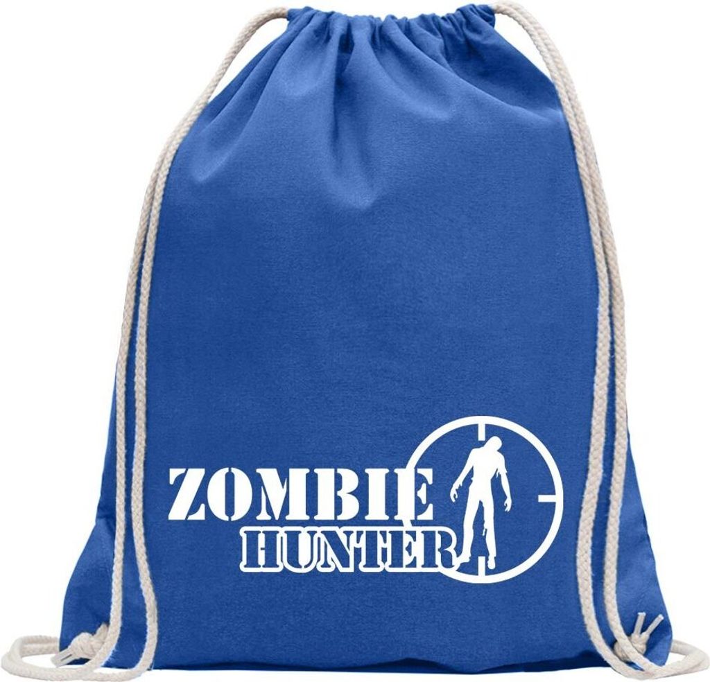 Kiwistar - Turnbeutel - royal - Zombie Hunter Fadenkreuz Jagd Killer - Fun Rucksack Sport Beutel Gymsack Baumwolle mit Ziehgurt