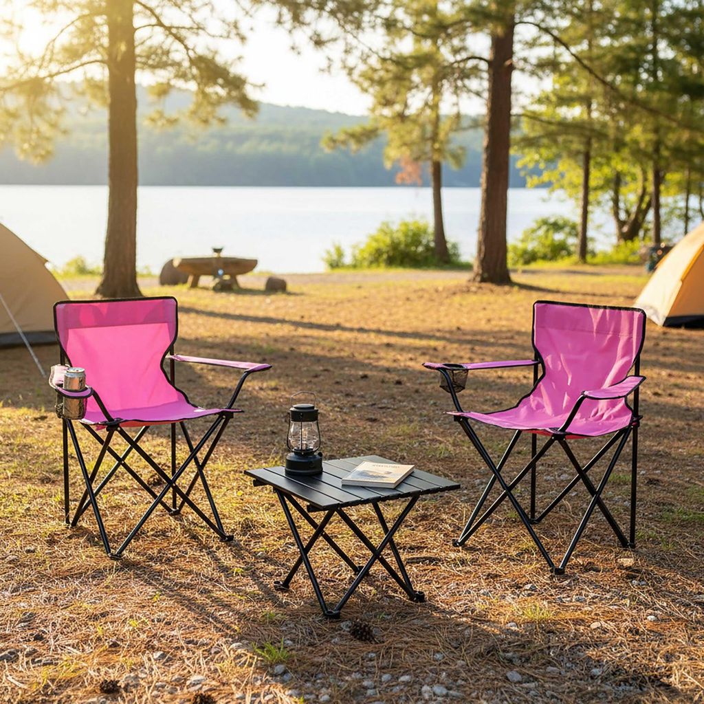 Camping Sitzgruppe 3-teilig mit Aluminium Klapptisch und