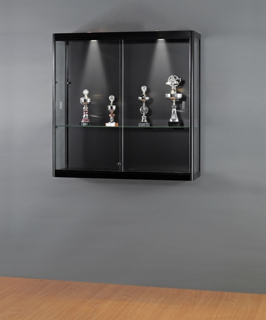 Wandvitrine MPC 1000-W schwarz eloxiert, mit Beleuchtung Produktbild 