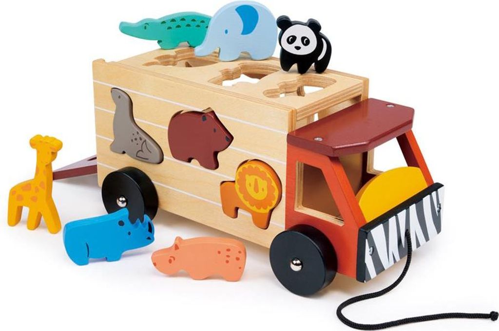 Mentari Formen-Steckspiel Safari Truck - Holzspielzeug - Lernspielzeug