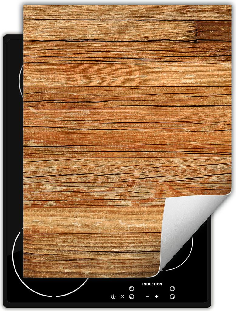 DarHaus Herdabdeckplatte Einteilig Küche Abdeckplatte für Glaskeramikfeld Abdeckung Induktionskochfeld Aufrollbare Matte 40x52 cm, Holz