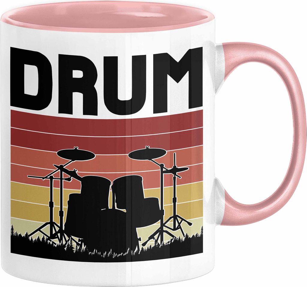 Drummer Schlagzeug-Spieler Geschenk Tasse Geschenkidee Kaffee-Becher Schlagzeuger Drum (Rosa)