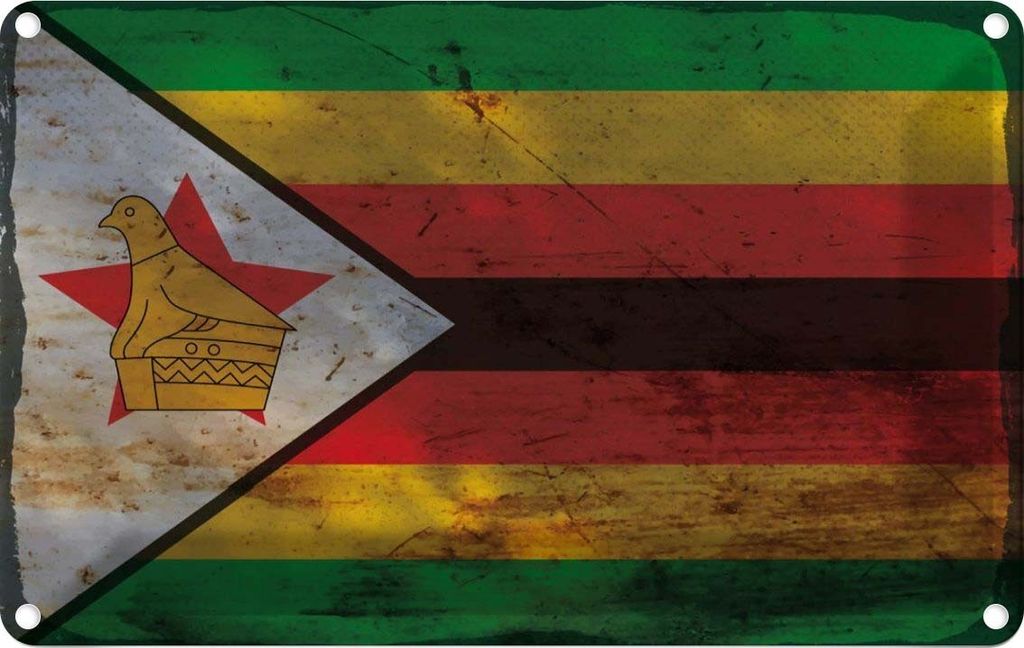 vianmo Blechschild 20x30 cm Simbabwe Zimbabwe Rost Flagge Fahne Wappen