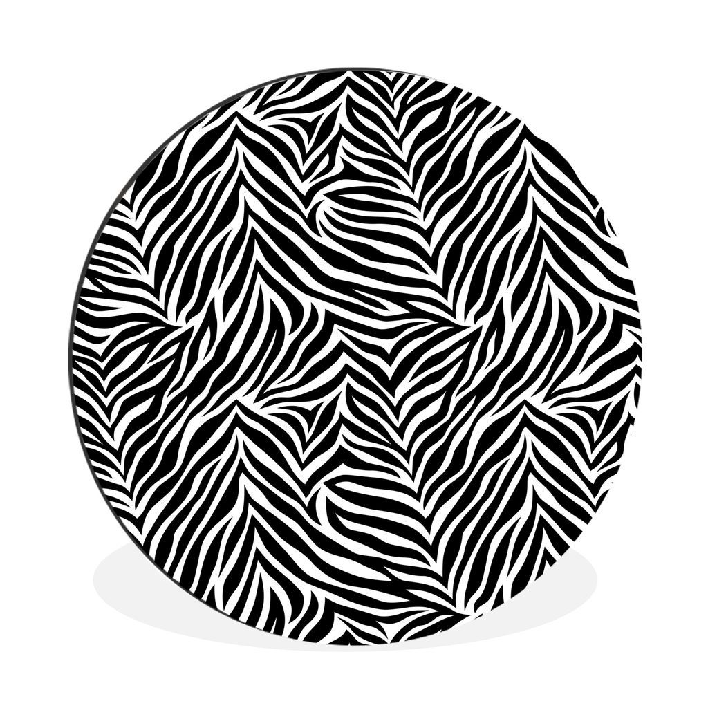 MuchoWow Aluminium Wandkreis Schwarzer und weißer Zebradruck Ø 30 cm Wanddeko Modern Wohnzimmer - Wand Bild - Wohnzimmer - Runde Bilder - Alubi...