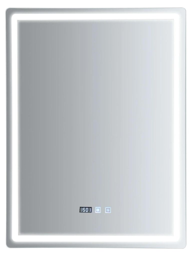 Smart Spiegel - LED Badezimmer-Wandspiegel - Anti-Beschlag - 3 Farben 2700–6000K - Zeit-/Temperaturanzeige - Touch-Schalter - 60×80 cm - 24W 220V