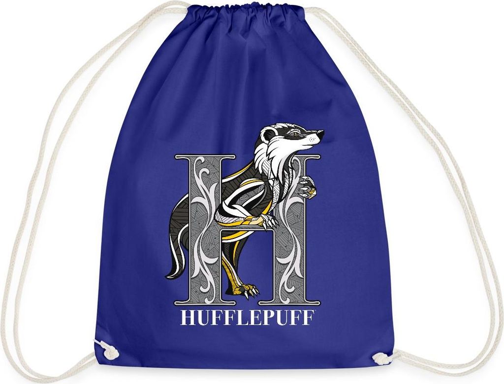 Spreadshirt Harry Potter Hufflepuff Gold monochrom Turnbeutel, One size, Königsblau