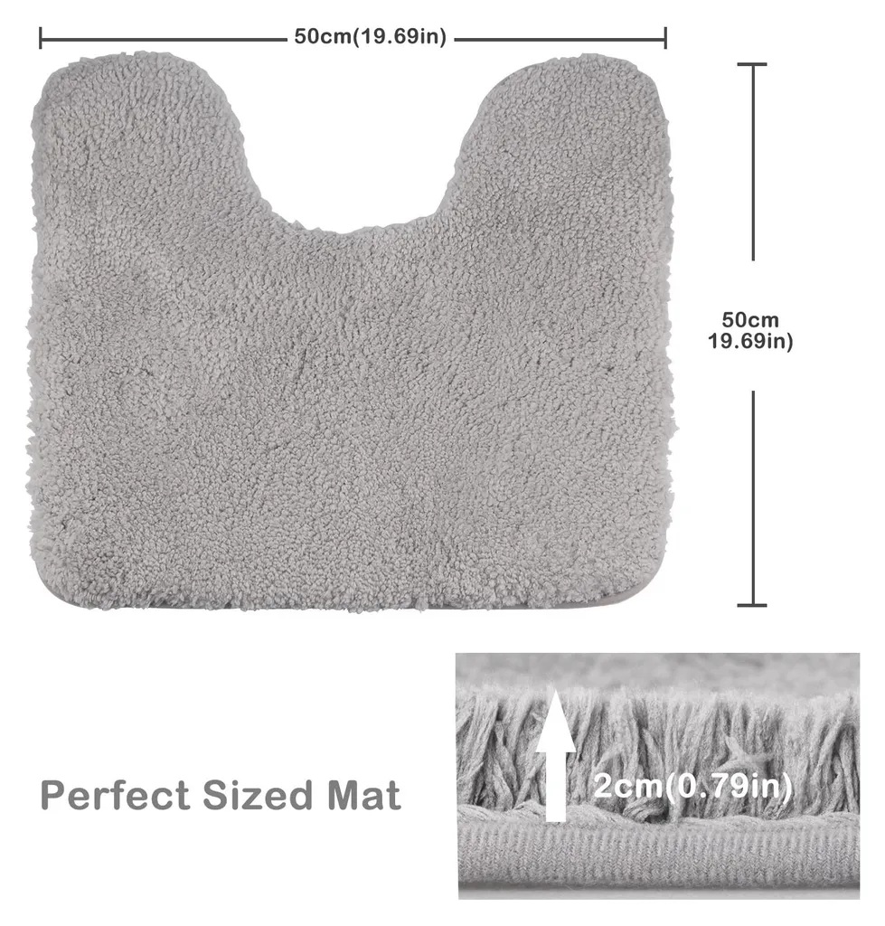 Tapis douche microfibre douce 50x50cm - Gris Clair Antidérapant - 2