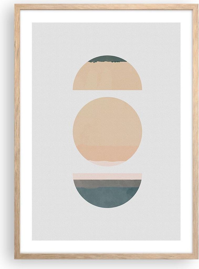 Gerahmtes Poster - Rahmen in heller Eiche - Abstraktion Rad Halbkreis - 50x70 cm - Wand Bild - Wanddeko - Wandbilder - Wandposter - Bilderrahmen - ...