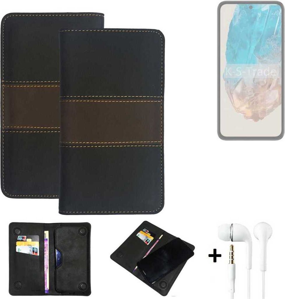 K-S-Trade Handyhülle + Kopfhörer kompatibel mit Samsung Galaxy M35 5G Schutzhülle Walletcase Bookstyle Tasche Schutz Case Hülle Wallet Cover