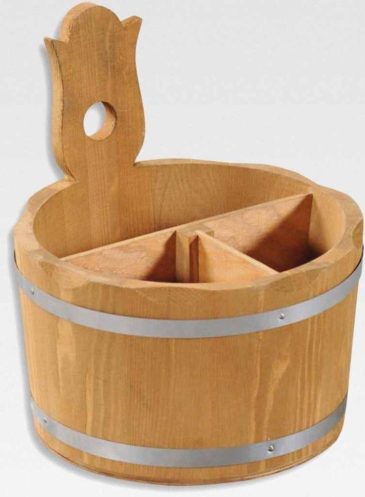 Aufbewahrungsbox/Besteckbehälter Ø 17 cm, H: 20 cm, Kiefernholz