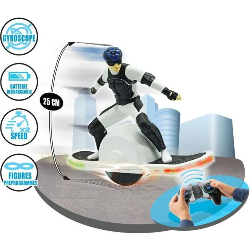 Skate Électrique Télécommandé Enfant 25cm TERRAWHEEL avec Batterie
