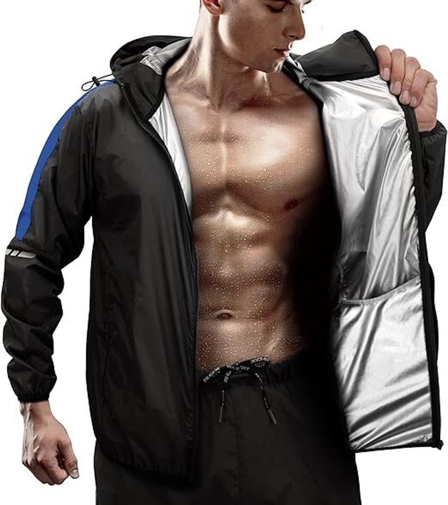 RDX Schwitzanzug Zum Abnehmen, Saunaanzug Reach 100 , Kapuzen Anzug Sauna Suit Sweatanzug Sportanzug Trainingsanzug Thermo Sweatsuit Boxen MMA Gym ...