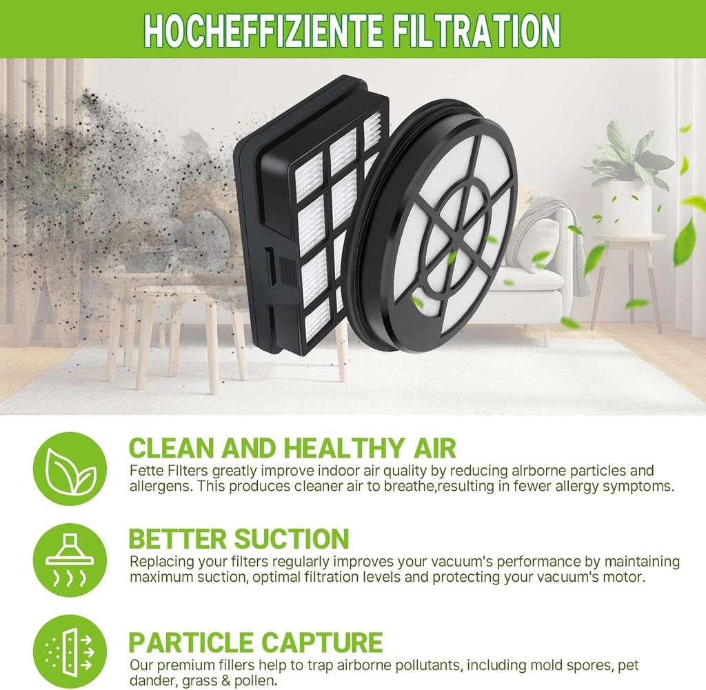 3 Set Vakuum Waschbar Filter Kit für Bush Beutellose Ständer VUS34AE2O E2BNSLE