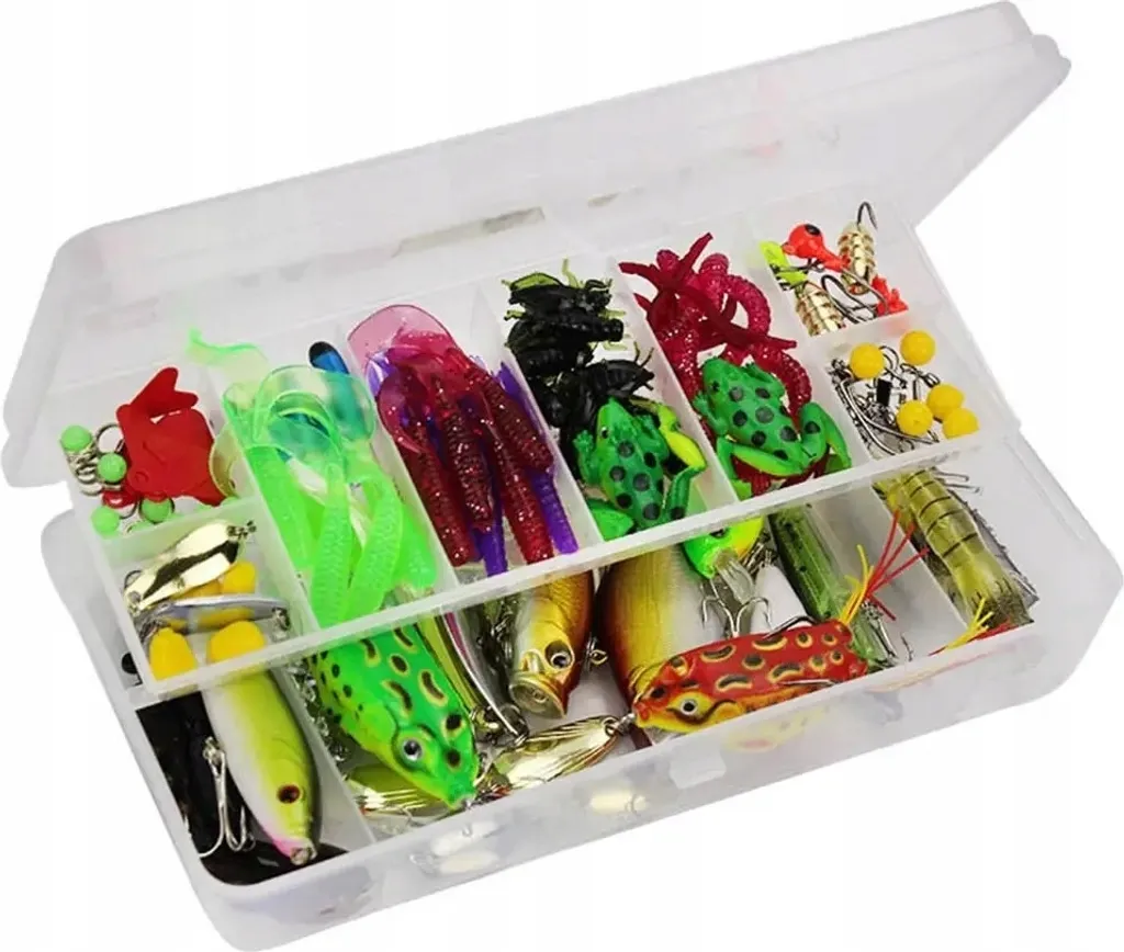 Coffret Appât de Pêche Multicolore 141 Accessoires avec Hameçons Acier