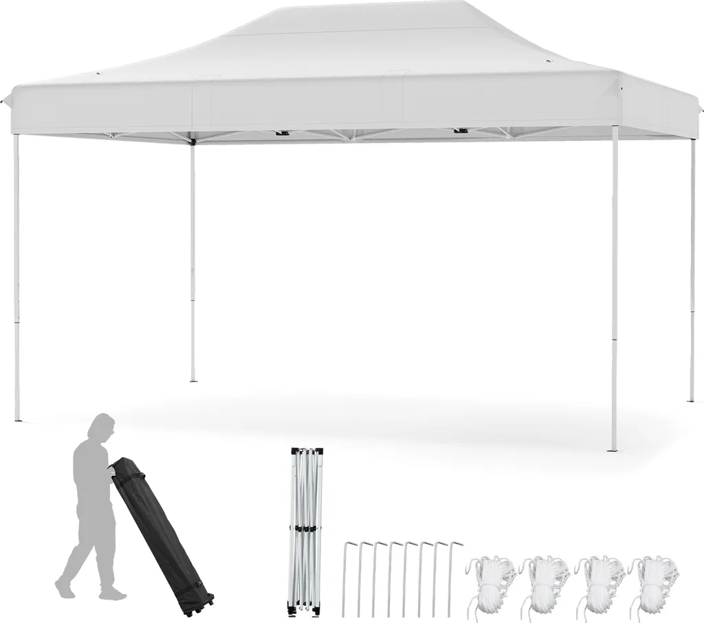 Pavillon pliable 3x4,5m Pop Up COSTWAY avec sac à roulettes et piquets