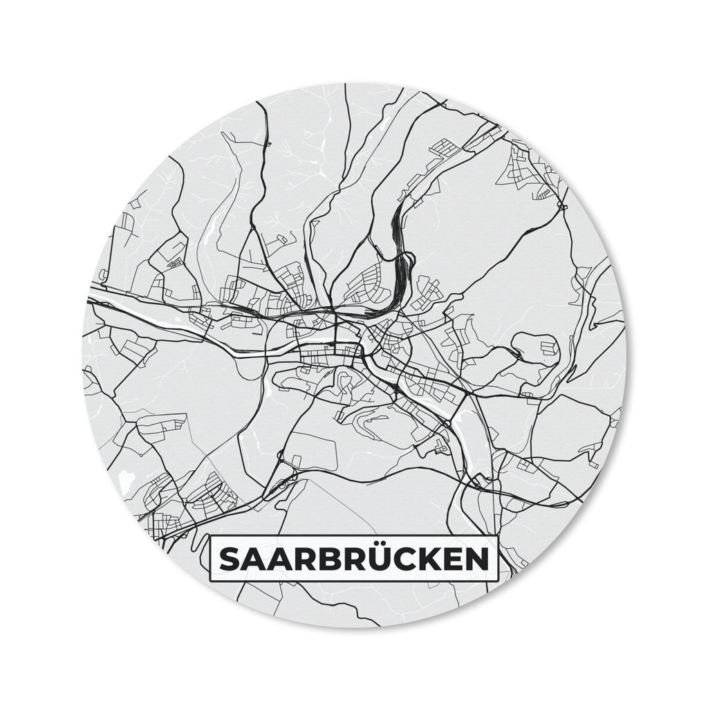 MuchoWow Mauspad Mousepad Karte - Saarrücken - Deutschland - Stadtplan 20x20 cm - Mousepads - Maus Mat - Pad - Mausunterlage - Schreibtischmatte