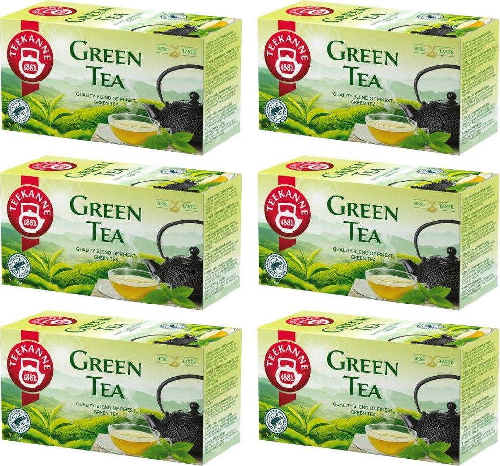 Teekanne Grüner Tee 6x 20 Teebeutel - Grüntee im Beutel ohne Zusätze Green Tea