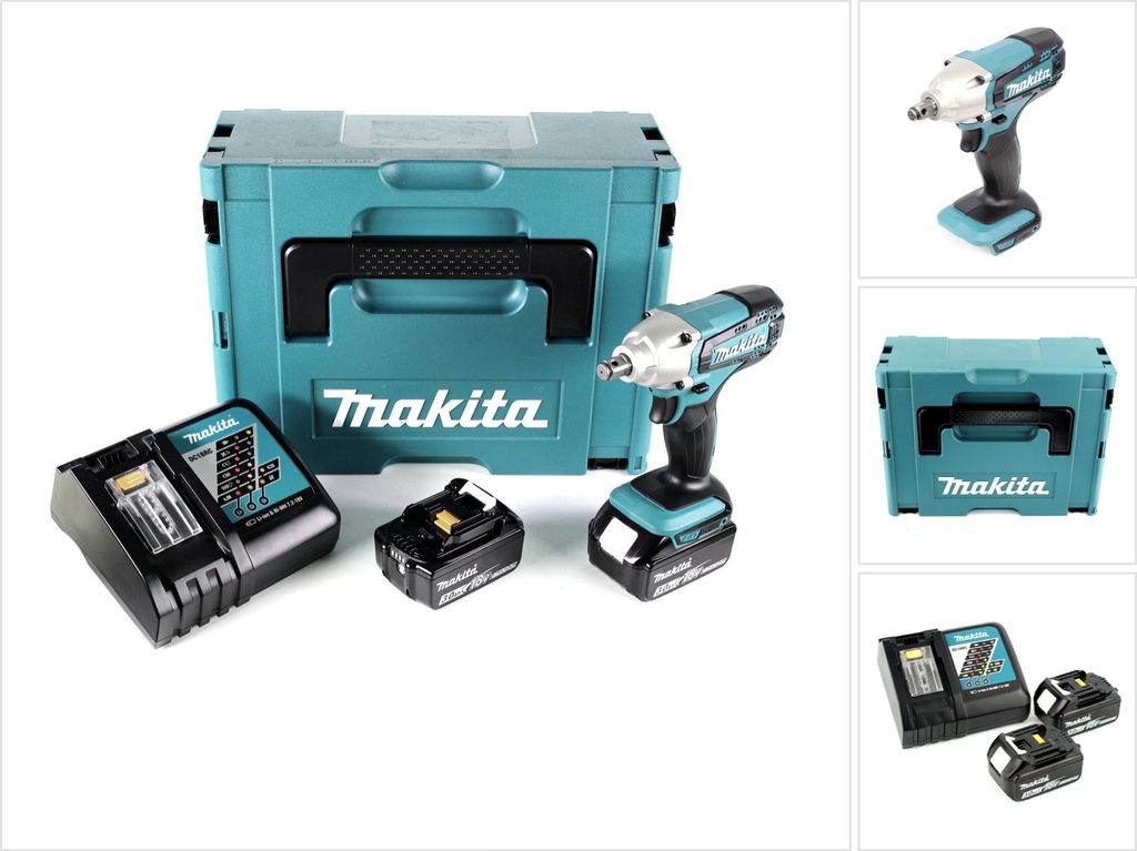 Makita DTW 190 RFJ Akku Schlagschrauber 18V + 2x Akku 3,0Ah + Schnellladegerät + Makpac