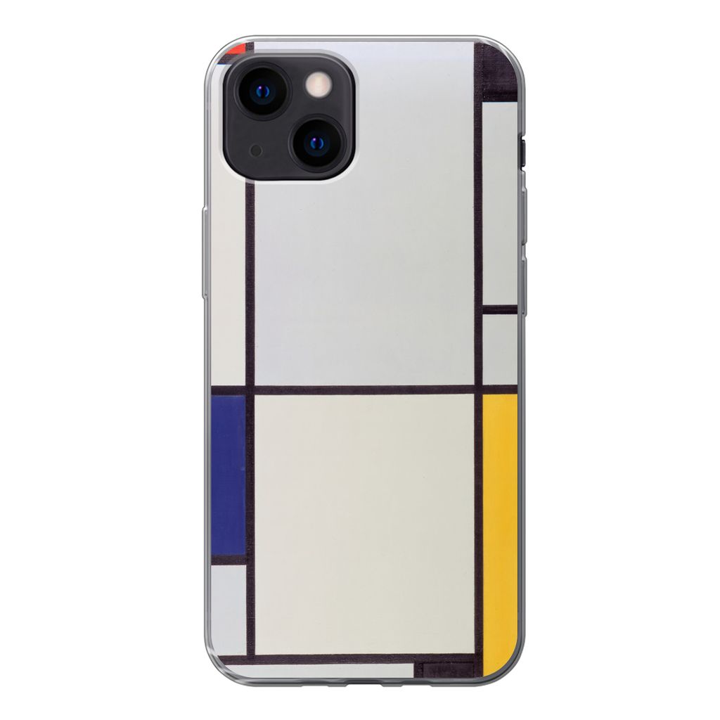 MuchoWow Handyhülle Schutzhülle Hülle für iPhone 13 mini Tableau I - Piet Mondrian Silikon Softcase Handy Hülle - Softcase