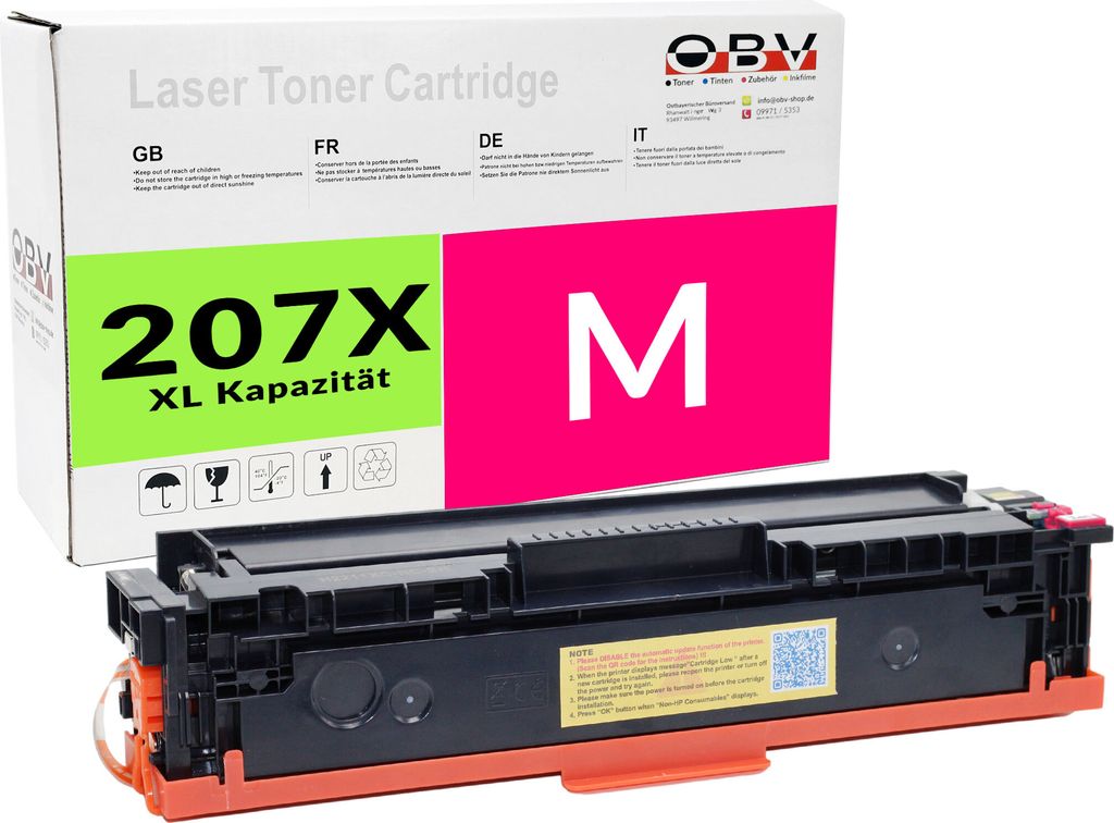 OBV Kompatibel w2213x 207X Toner passend für HP Color LaserJet Pro M255dw M255nw M282nw M283cdw M283fdn M283fdw - magenta 2450 Seiten