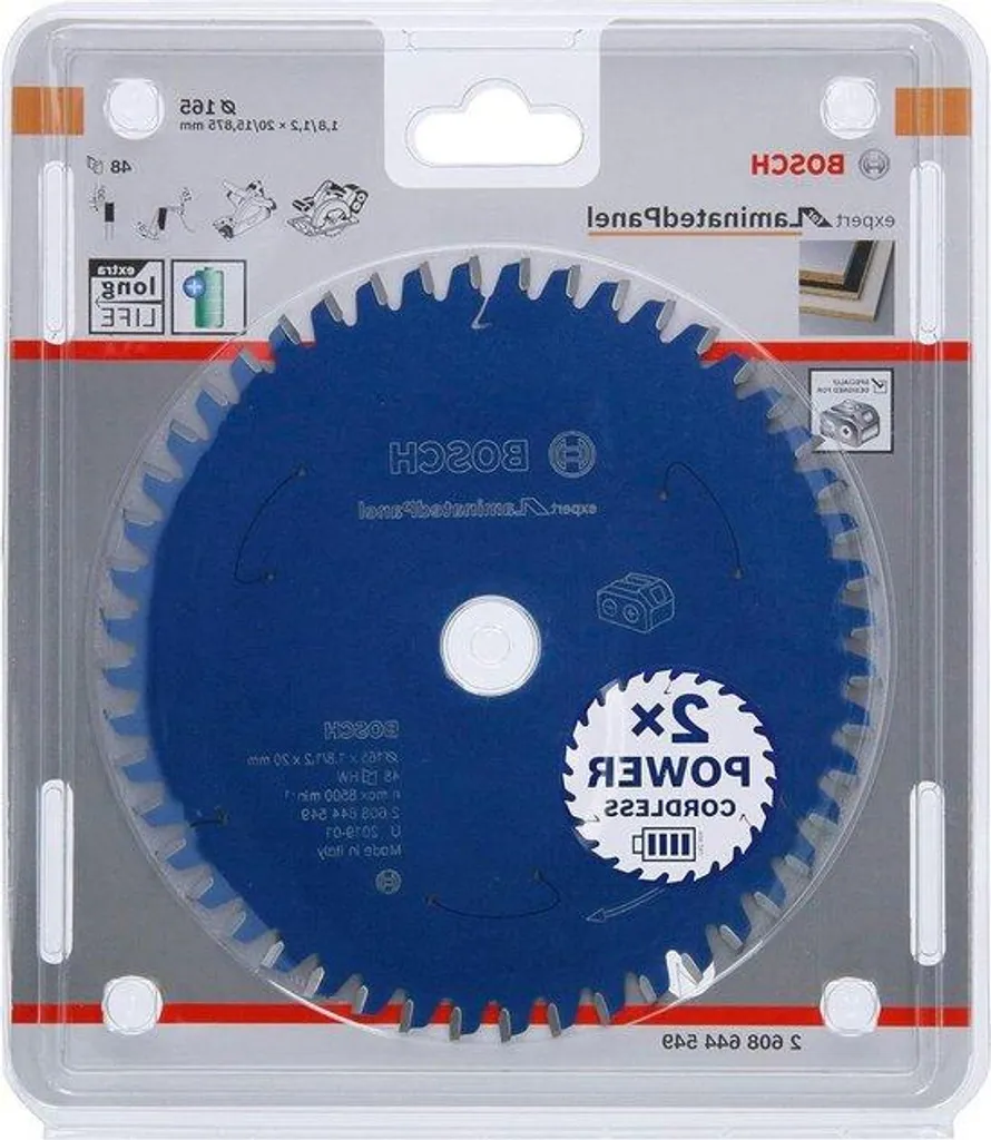 Lame 165 x 20 mm anti-éclats pour scier les panneaux de bois stratifiés