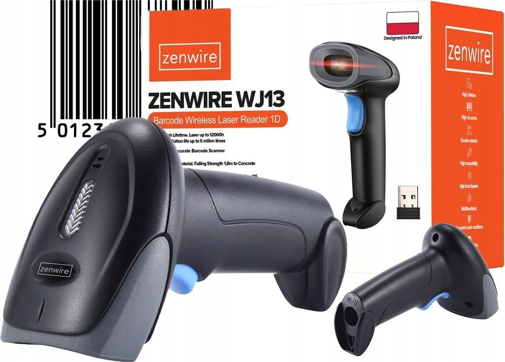 Lecteur de codes-barres - Sans fil et USB - 1D EAN/GTIN - Image du produit 