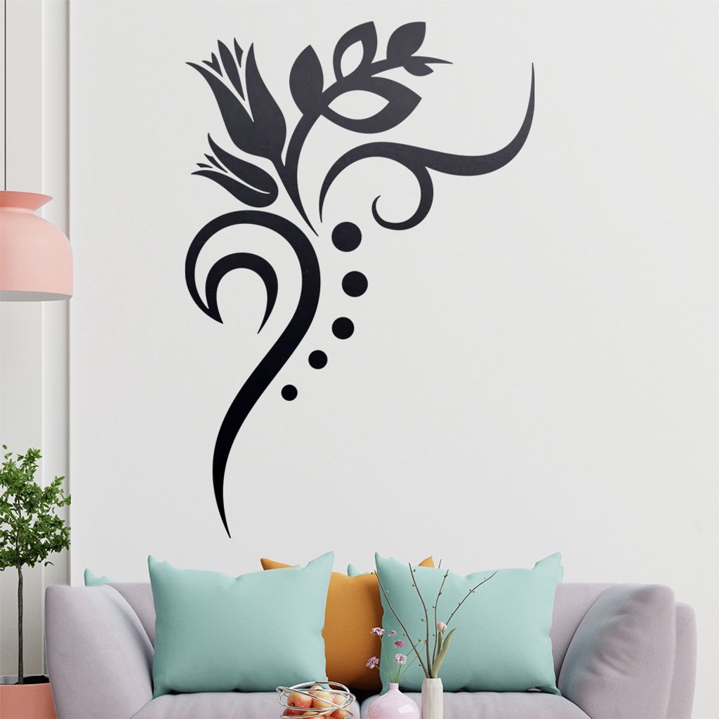 Blume - Linien Punkte Wandtattoo in 6 Größen - Wandaufkleber Wall Sticker - Dekoration, Küche, Wohnzimmer, Schlafzimmer, Badezimmer