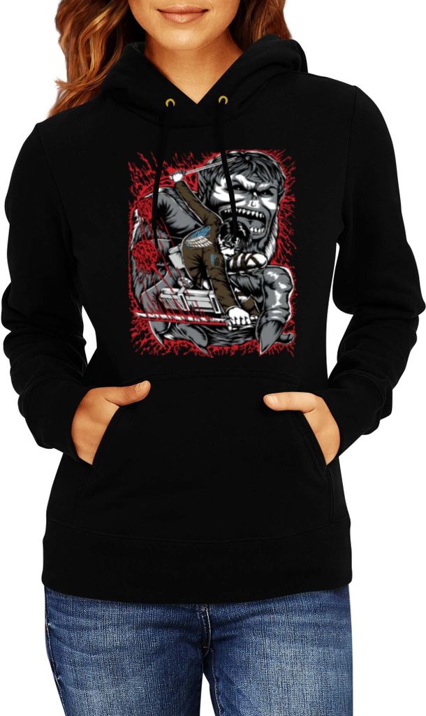 Damen Kapuzenpullover Japan Anime Manga Attack Anime On Titan Levi Ackerman 08 Levi Titan Pilot, Lady XL / Schwarz