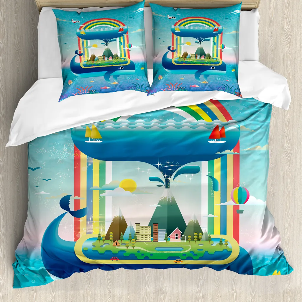 Copripiumino Bambini ABAKUHAUS Balena 155x220 Ipoallergenico Antiacaro