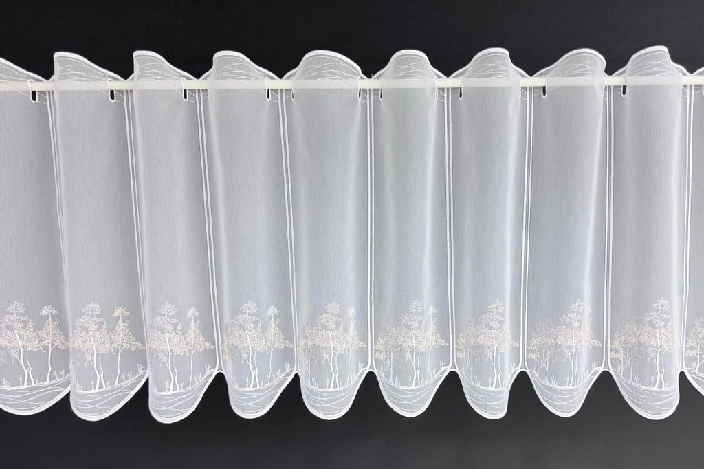 Gardinen Kranzusch Scheibengardine Bäumen 50x32,8 cm H/B weiß pastell kupfer Bistrogardine Vorhang Küche 1er Pack