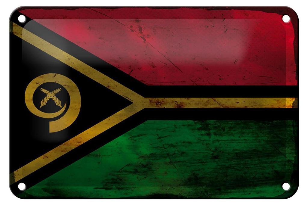 Blechschild Flagge Vanuatu 18x12cm Flag of Vanuatu Rost Dekoration