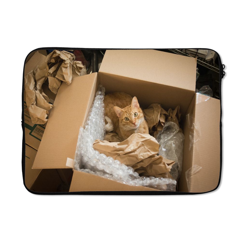 MuchoWow Laptop Hülle 14 ZollKatze - Box - Rot Laptoptasche - Laptoptasche - Stoßsicher - Schutzhaube