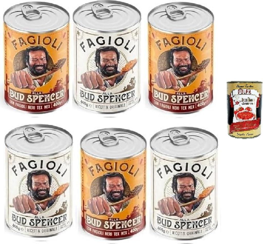 Fagioli alla Bud Spencer Testpaket Tex Mex und Borlotti, Bud Power- Bud-Spencer-Tex Mex Bohnen fertig zum Probieren 6 x 400gr + Italian Gourmet pol...