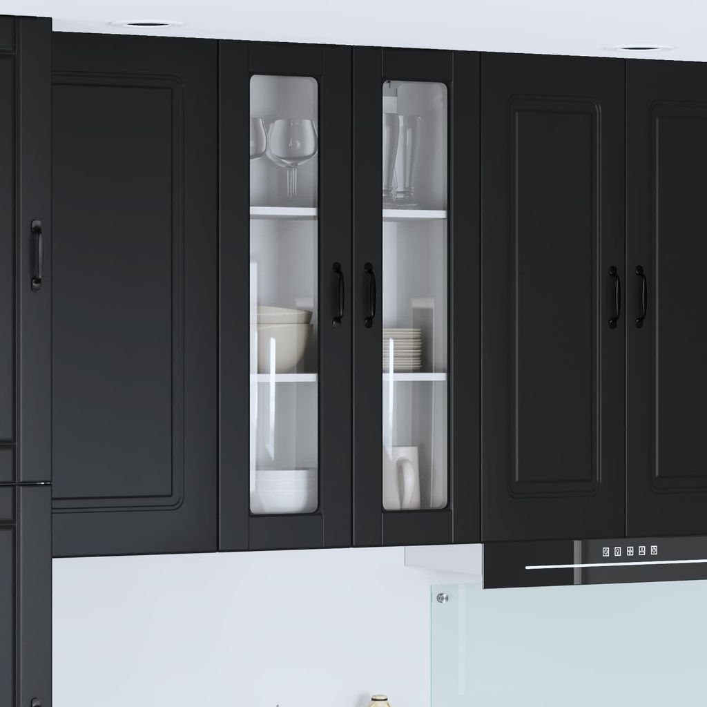 "Schlussverkauf" Küchenschrank/Sideboard - 1 pc - Aufbewahrungsschrank moderne - mit Regal Schwarz 60x31x100 cm Holzwerkstoff C10690