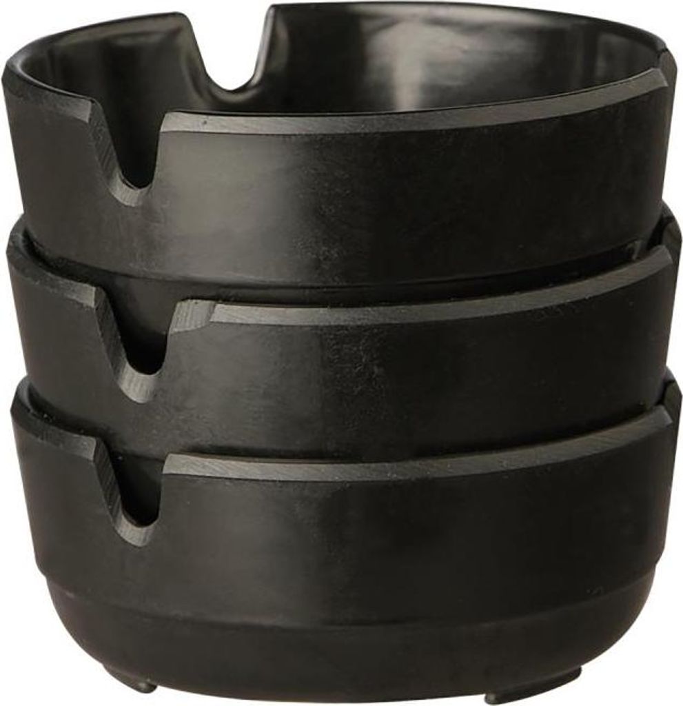 APS 576 Aschenbecher KOLME, 3er-Set, Melamin, Ø 8 cm, Höhe 3 cm, schwarz