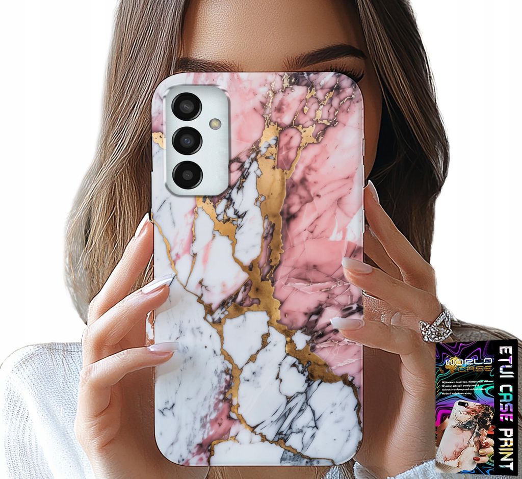 Hülle Für Samsung Galaxy M23 - Rosa Und Weisser Marmor, Steinmuster