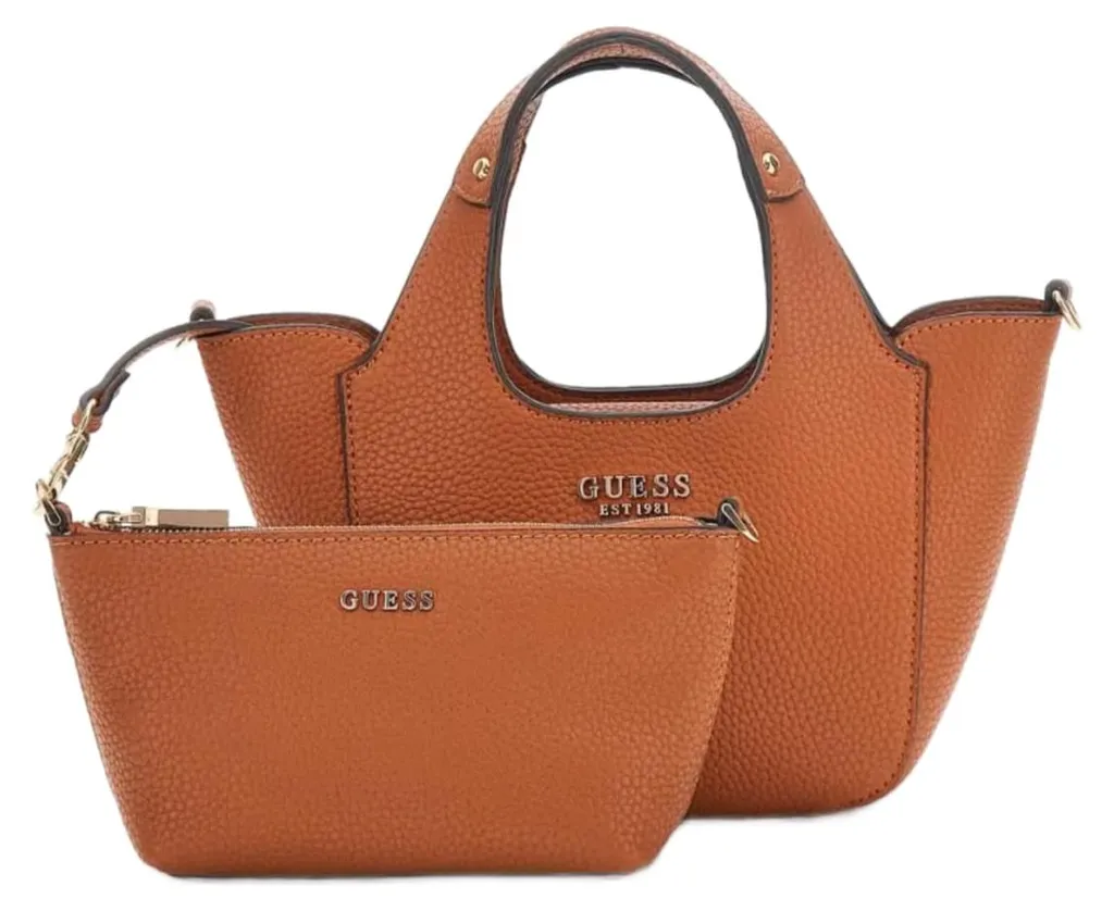 Sac Bandoulière Guess Calista Caramel avec Fermeture Éclair Sécurisée