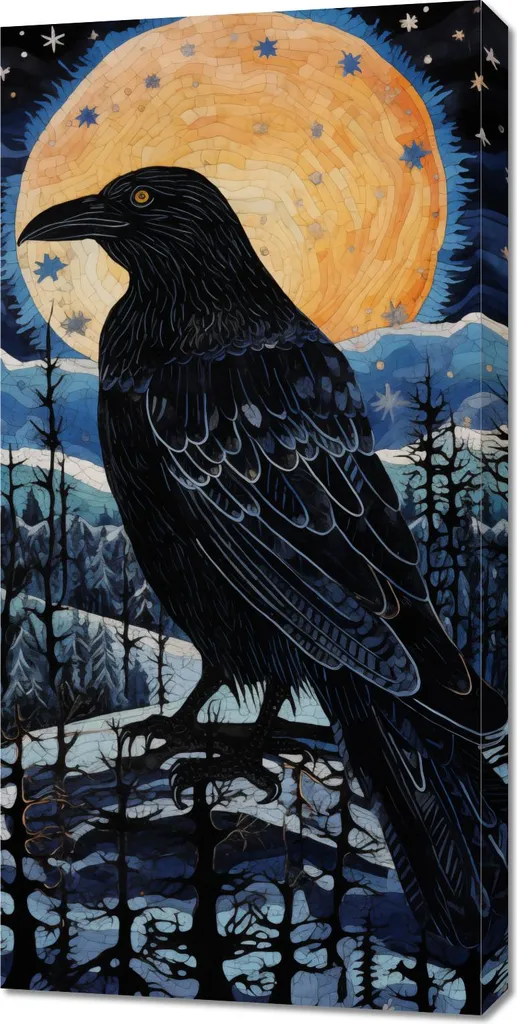 Toile Murale Le Corbeau perturbateur 50x100 cm pour décoration de salon
