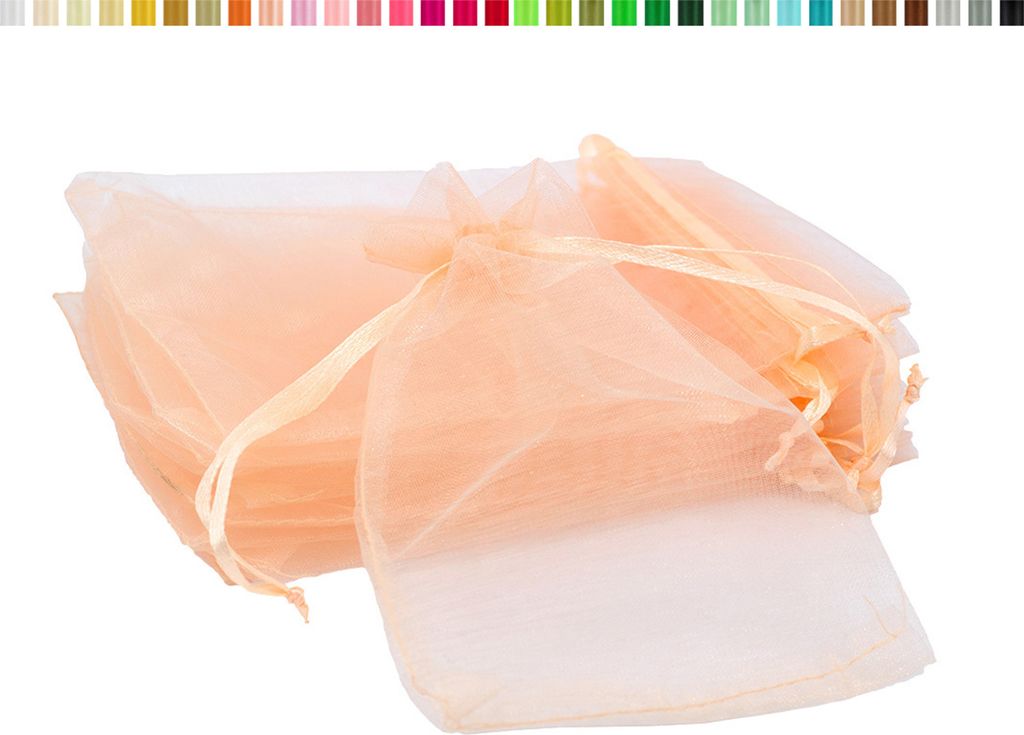 Organzasäckchen 10x15cm hell apricot pfirsich lachs pastell pastellapricot