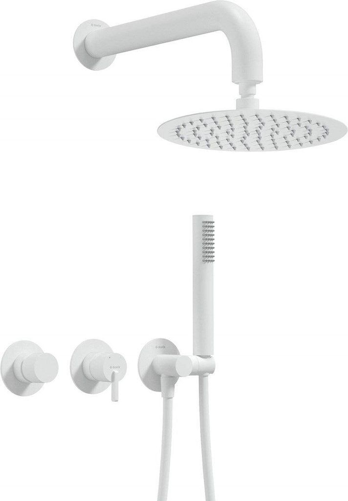Concealed shower set with overhead shower - with horizontal mixer