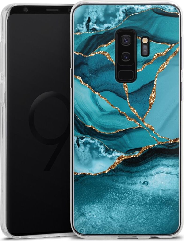 DeinDesign Handyhülle für Samsung Galaxy S9 Plus Duos Silikon Hülle Case Smartphone Schutzhülle Edelstein Glitzer Look Marmor