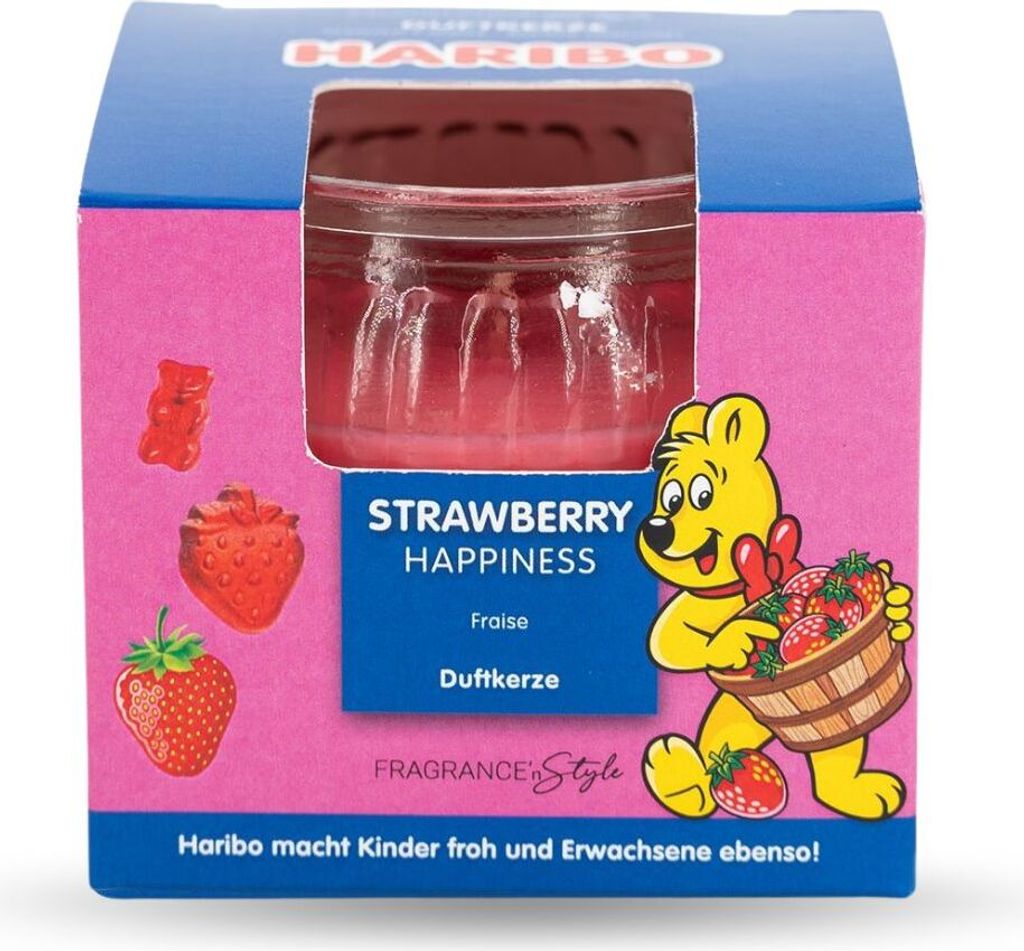 Haribo Duftkerze Strawberry Happiness Duftkerze 85g Produktbild 